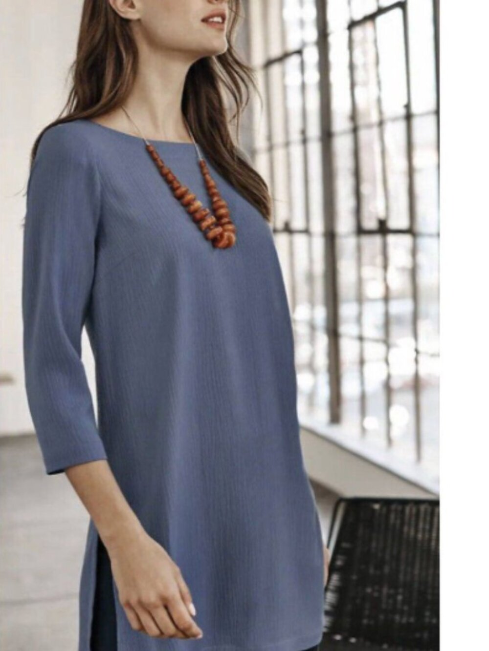 NWT J Jill Womens XLP Boat Neck Tunic Blue Moonlit Sky Top Shirt NEW Petite XL